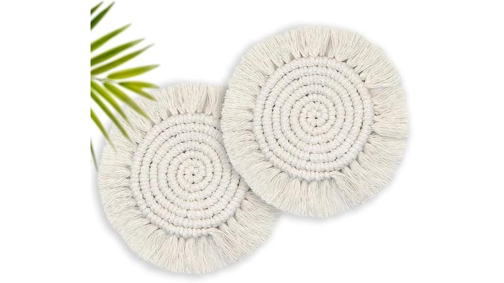 handmade woven macrame coasters