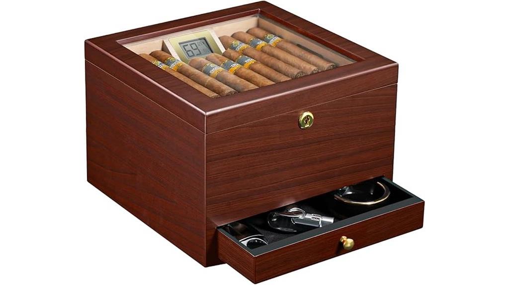 humidor with lock and hygrometer