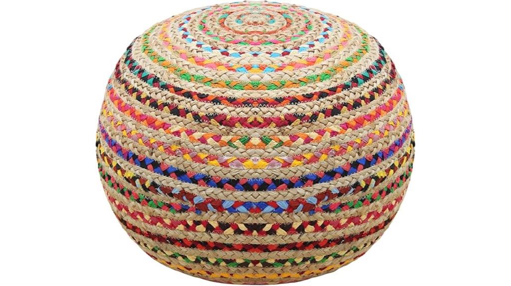 jute chindi pouf ottoman