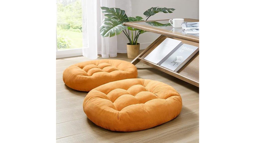 large round corduroy cushions