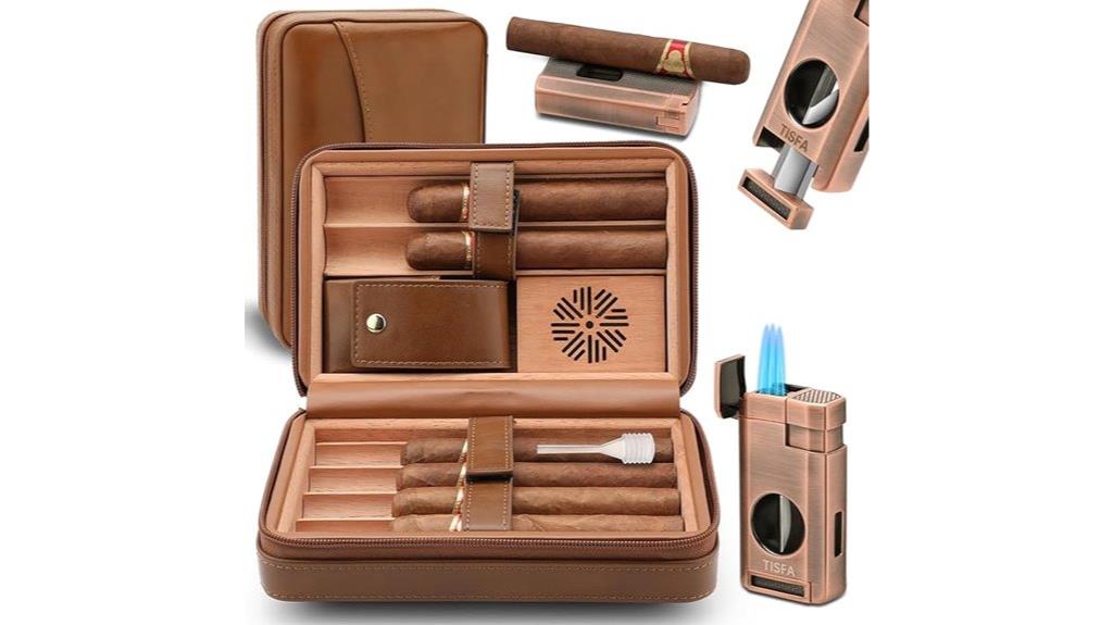leather cedar wood humidor
