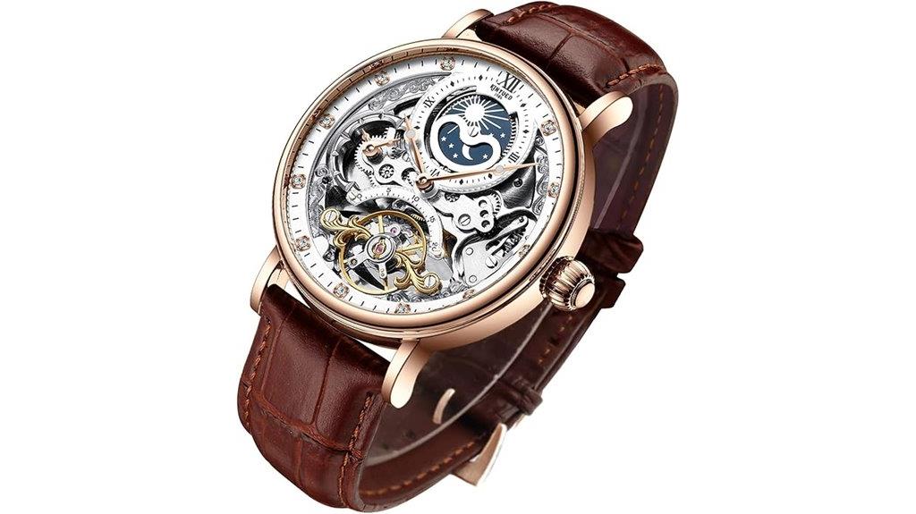 luxury skeleton mechanical watch