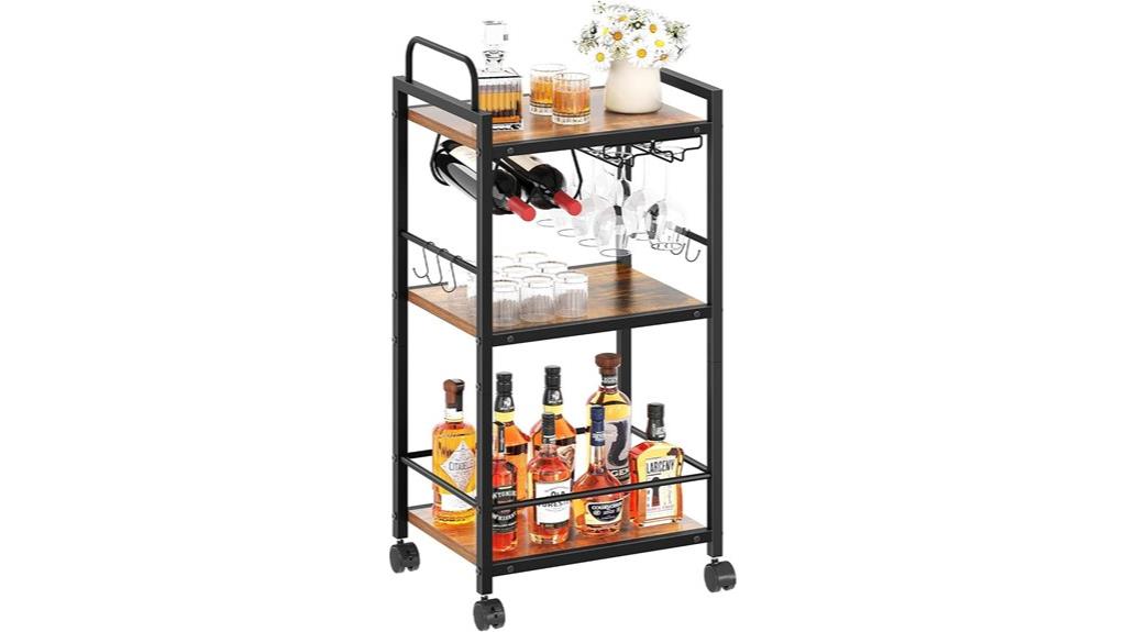 mobile 3 tier bar cart