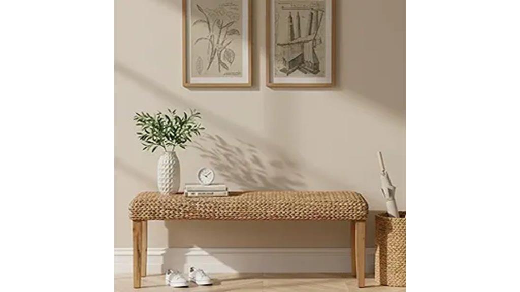 natural fishbone woven bench