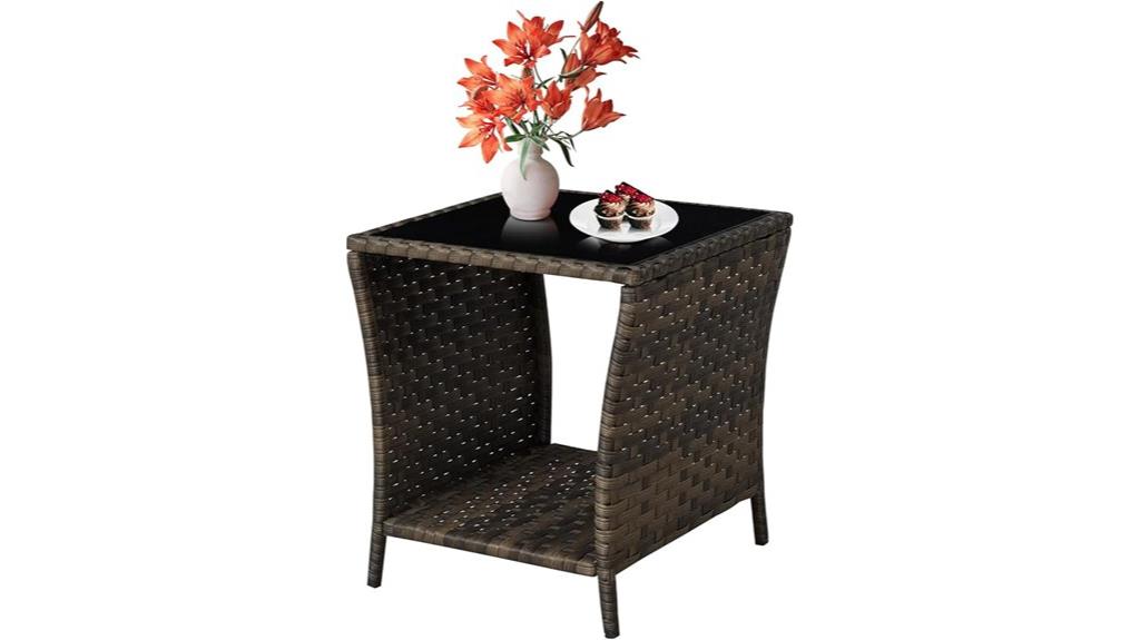 outdoor wicker side table