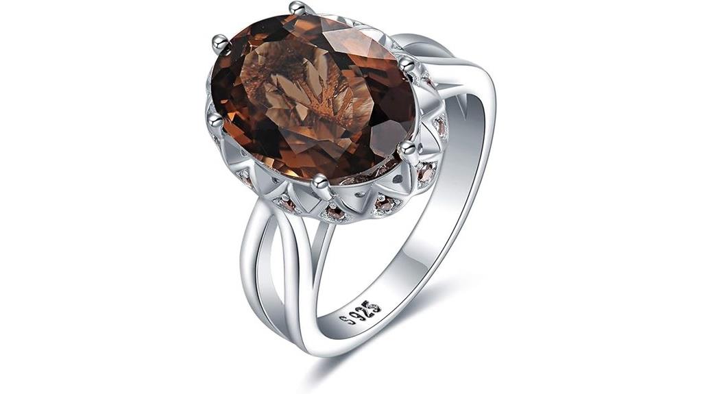 oval smoky quartz ring