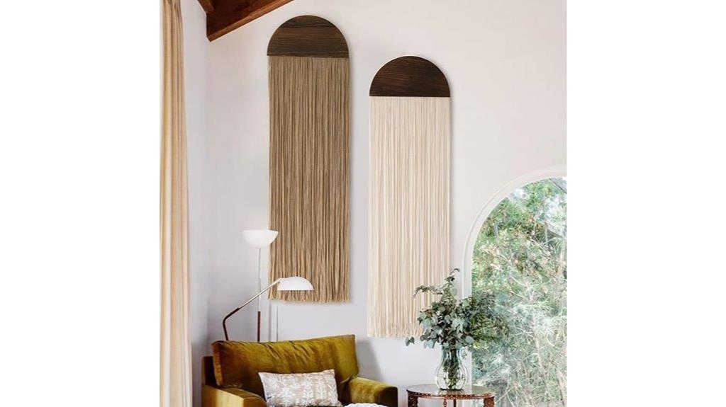 pair of macrame wall hangings