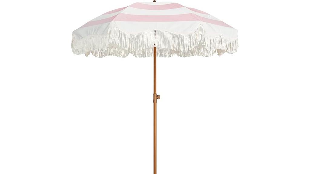 pink striped picnic umbrella