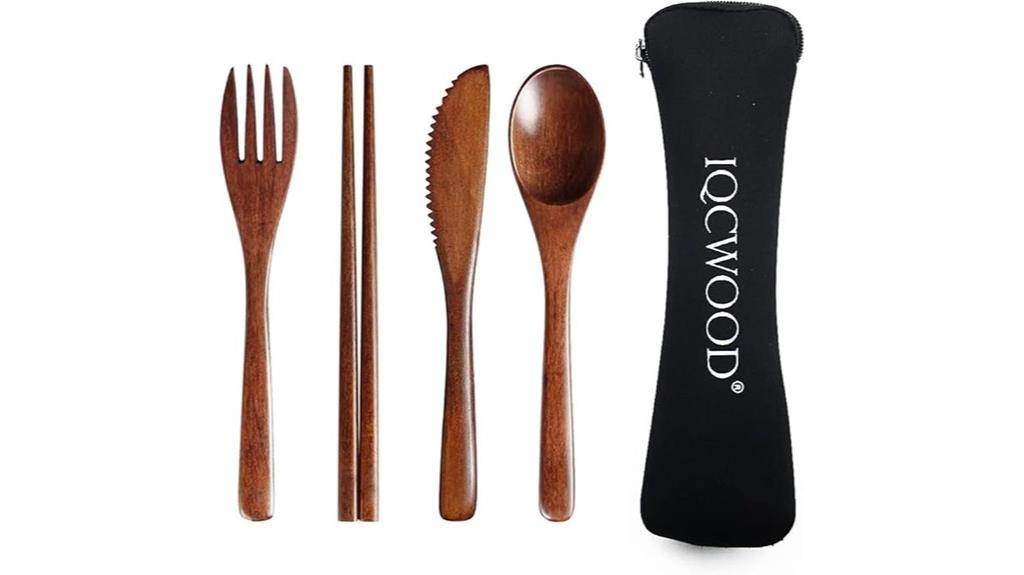 portable wooden travel cutlery