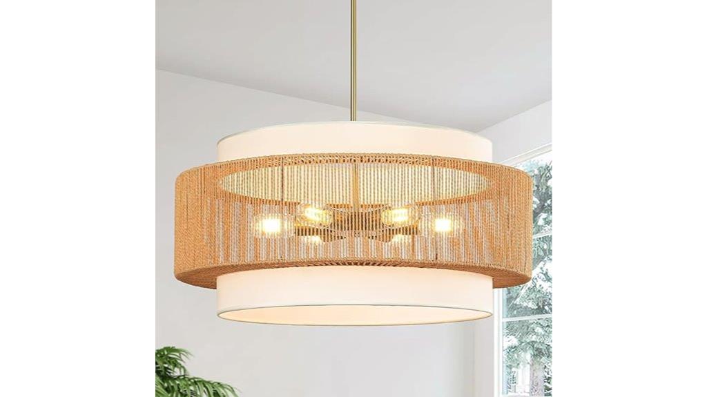 rattan 6 light pendant