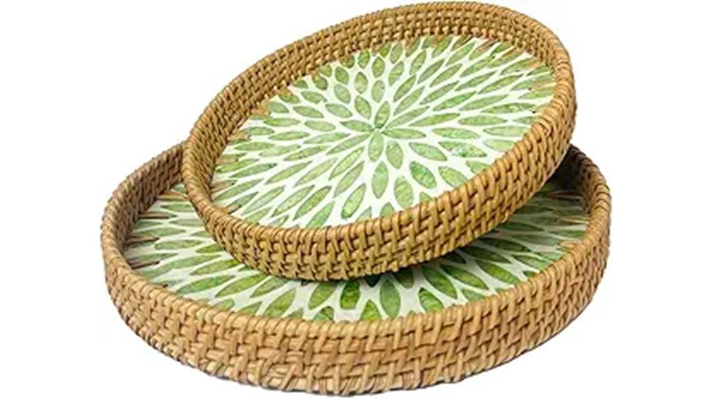 rattan trays with pearl
