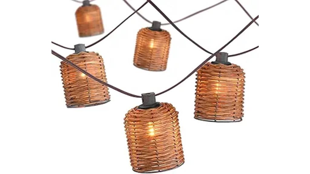 rustic rattan string lights
