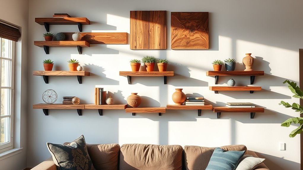 rustic reclaimed wood shelves