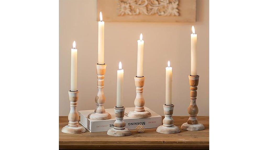 rustic wooden candle holders
