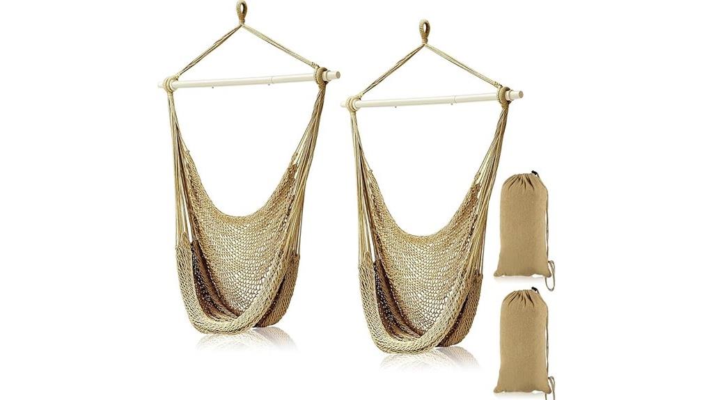 set of cotton rope hammocks