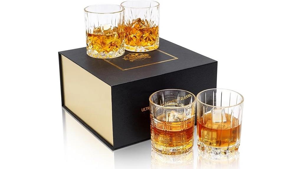 set of four whiskey glasses