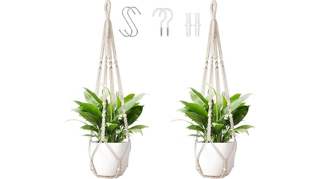 set of two indoor macrame hangers