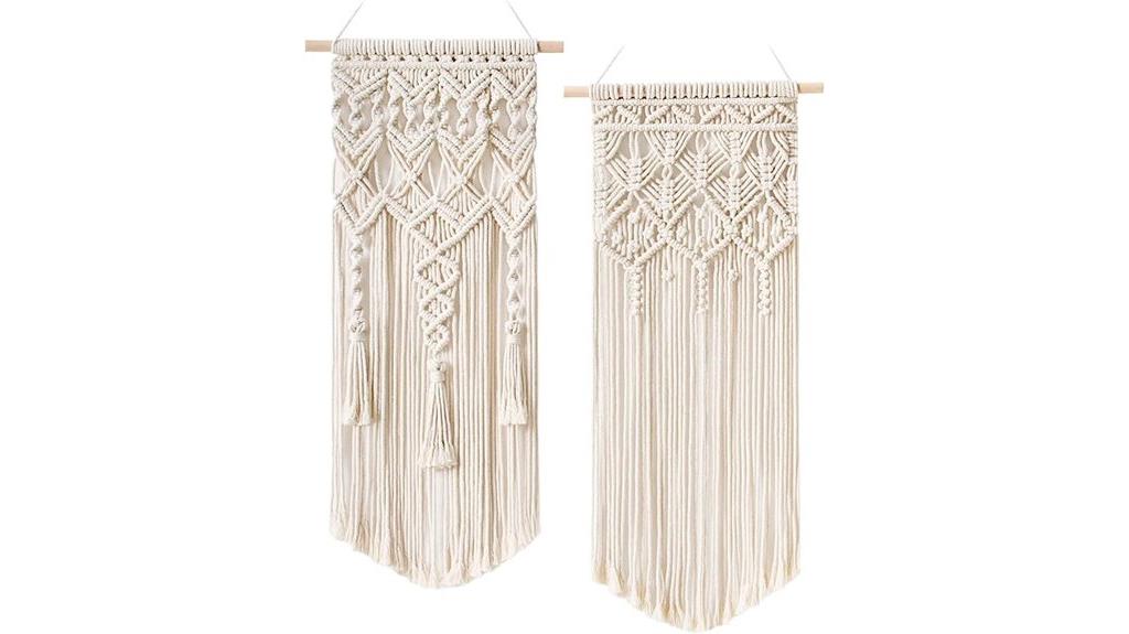 set of two macrame wall hangings