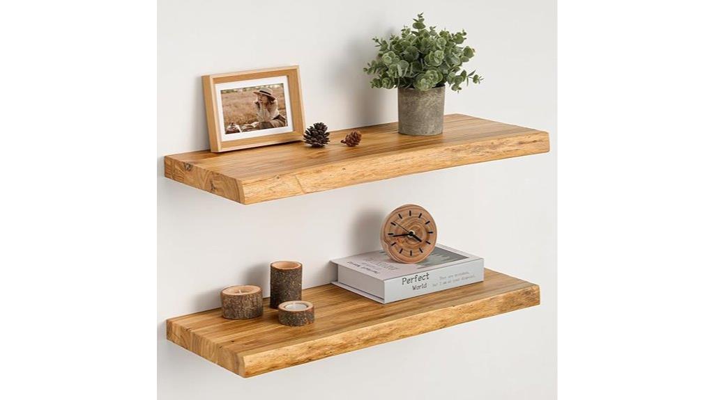 set of two solid wood shelves