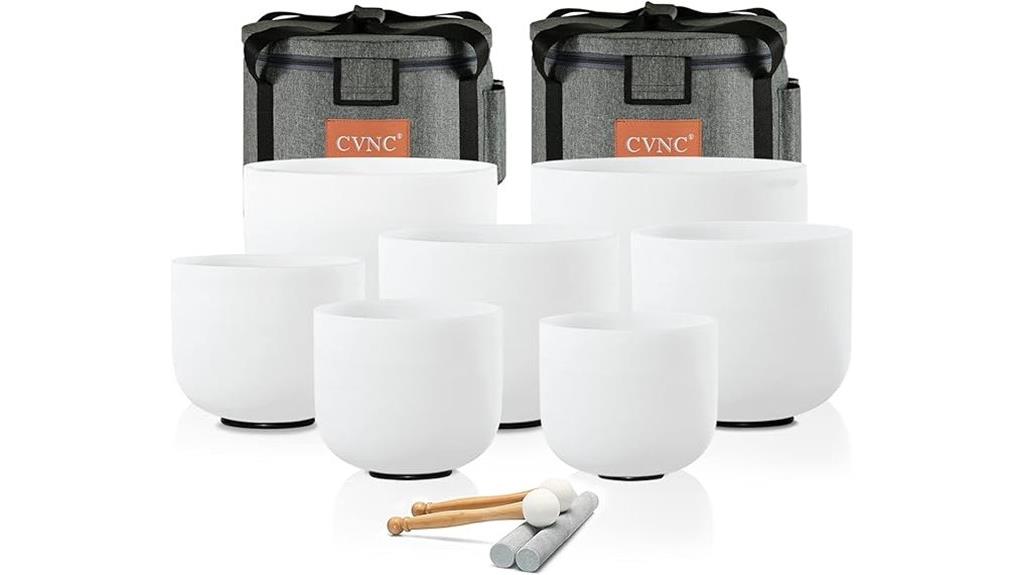 seven frosted quartz bowls