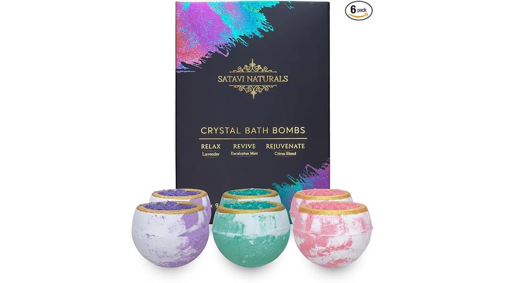 six colorful bath bombs