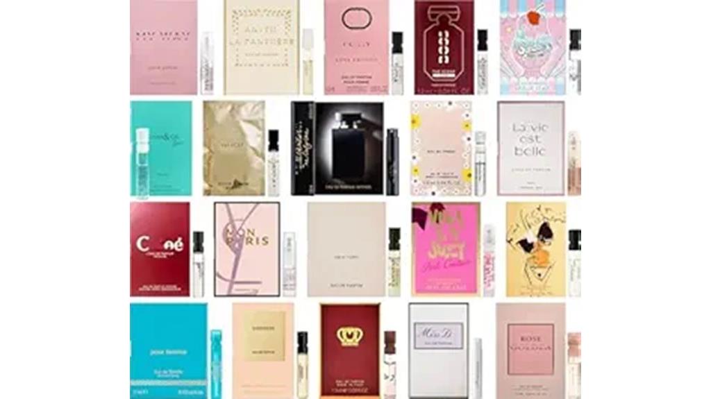 six perfume fragrance samples