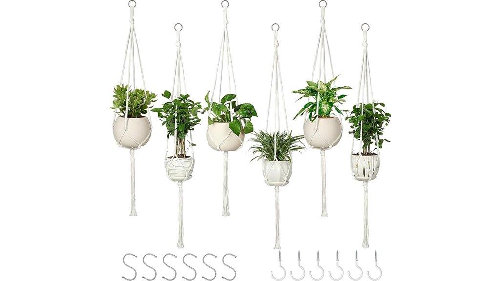 six piece macrame plant holders