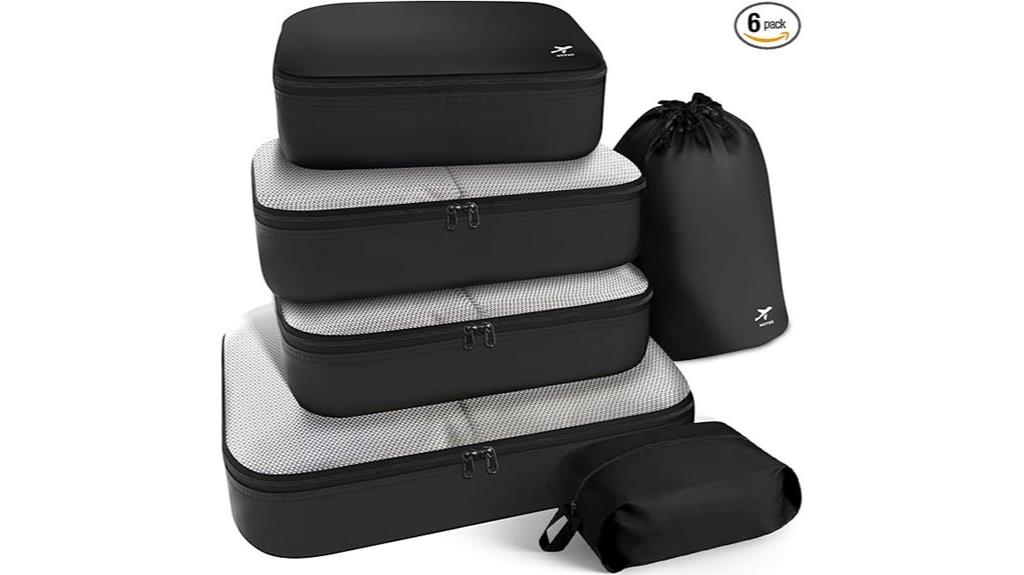 six piece packing cube set