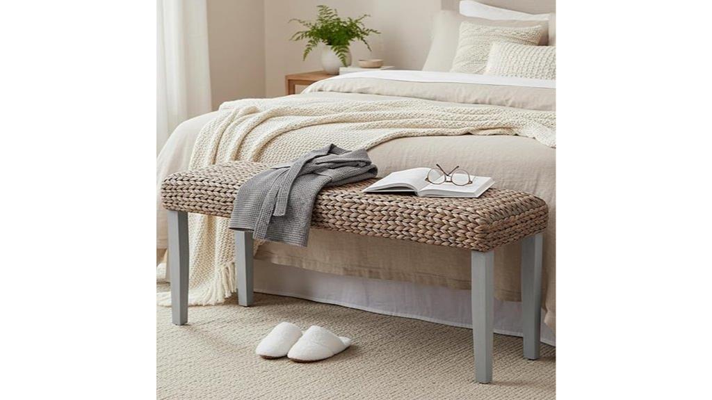 solid acacia woven bench