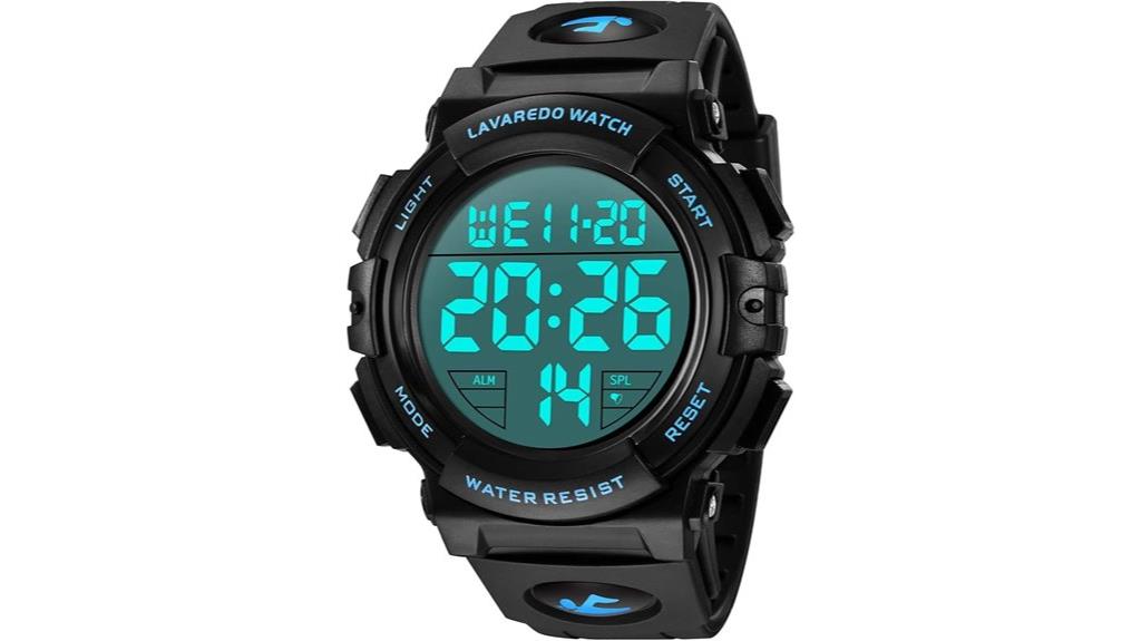 sporty waterproof digital watch