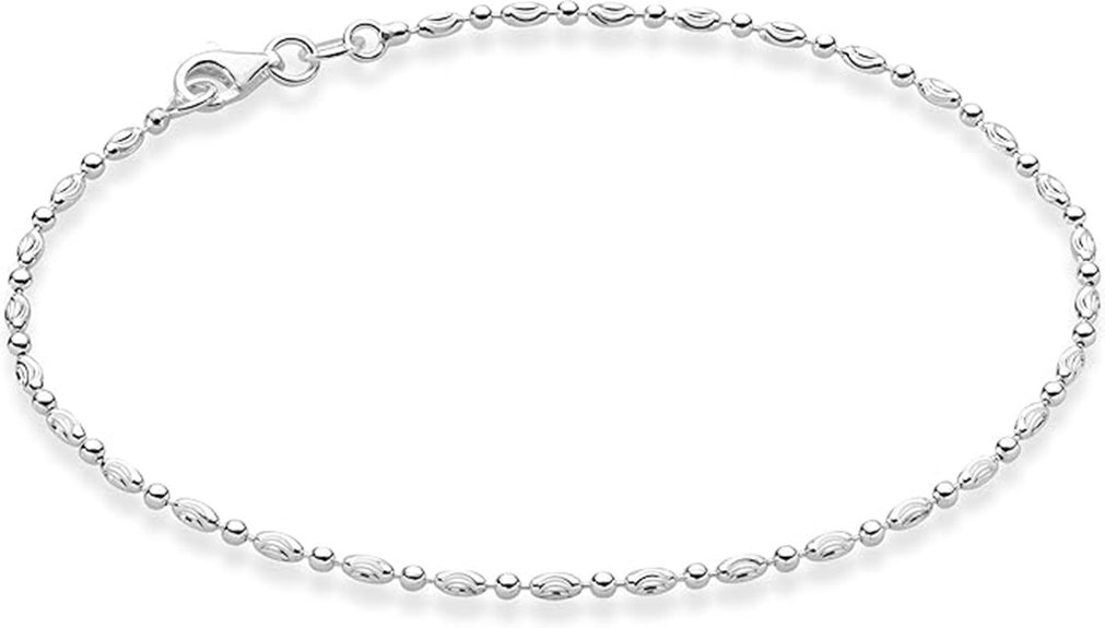 sterling silver bead anklet