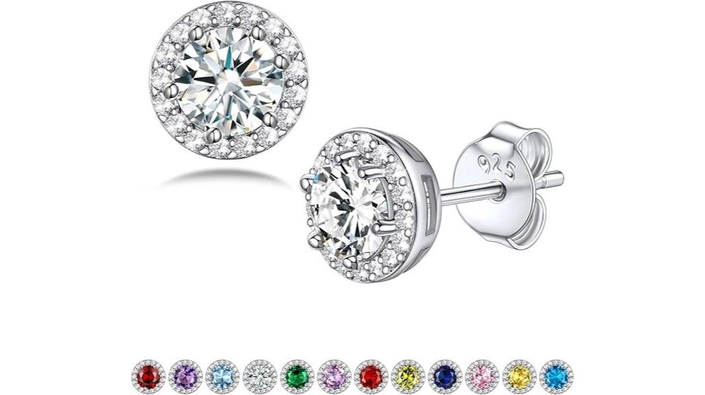 sterling silver birthstone earrings