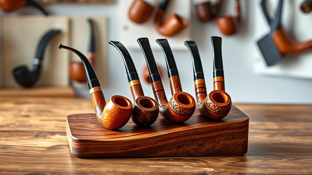 stylish wooden pipe displays