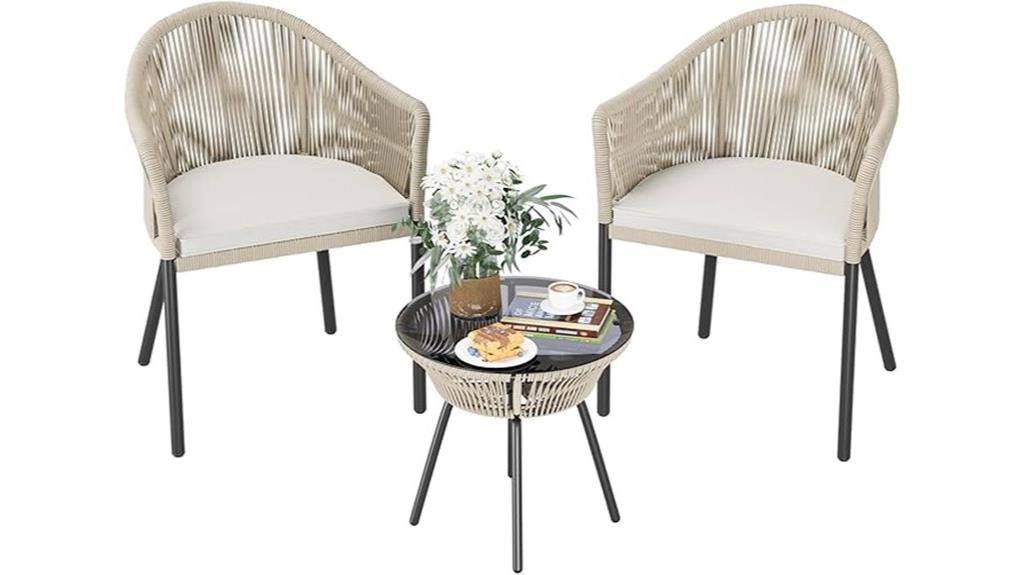 three piece rope bistro set