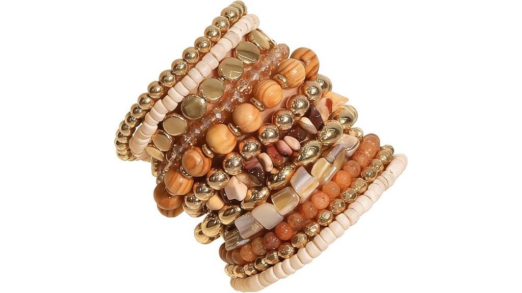 twelve boho beaded bracelets