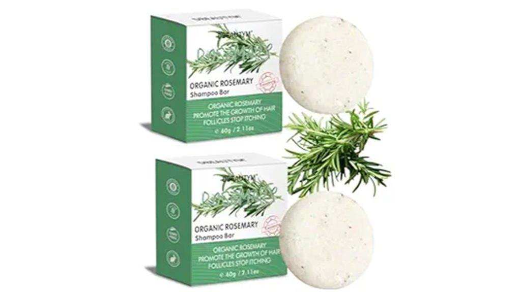 two rosemary shampoo bars