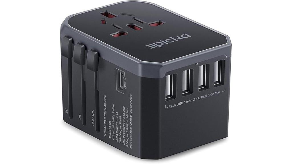 universal travel adapter with multiple ports