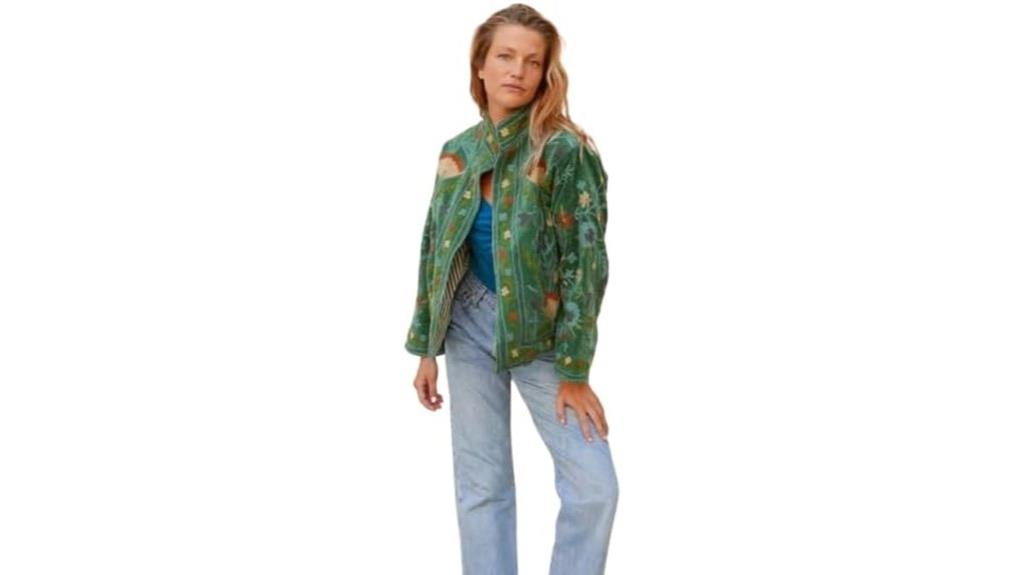 velvet floral embroidered jacket
