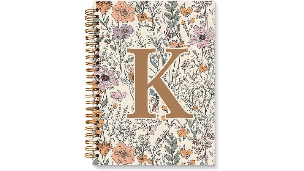 vintage floral personalized notebook