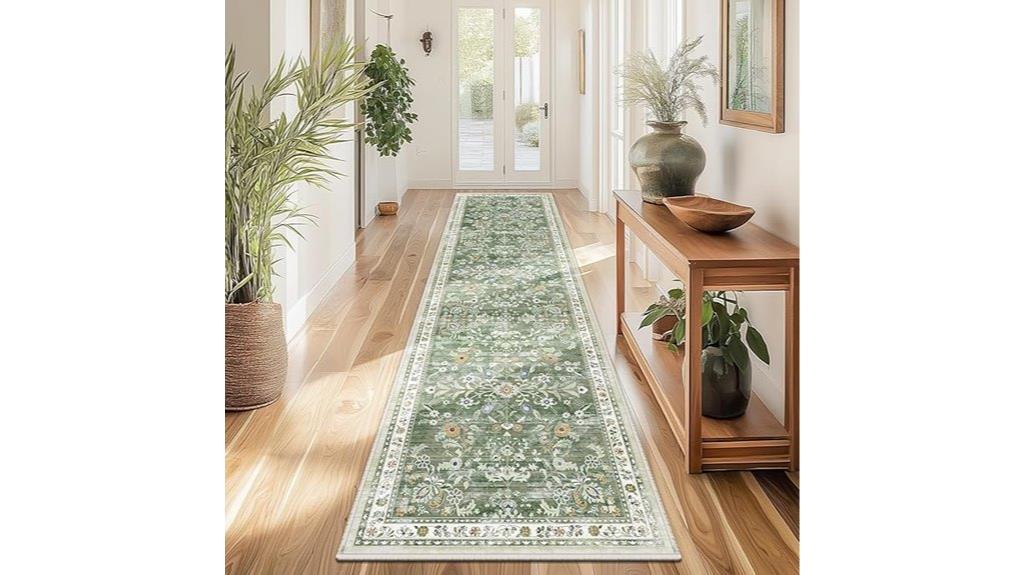 washable boho floral rug