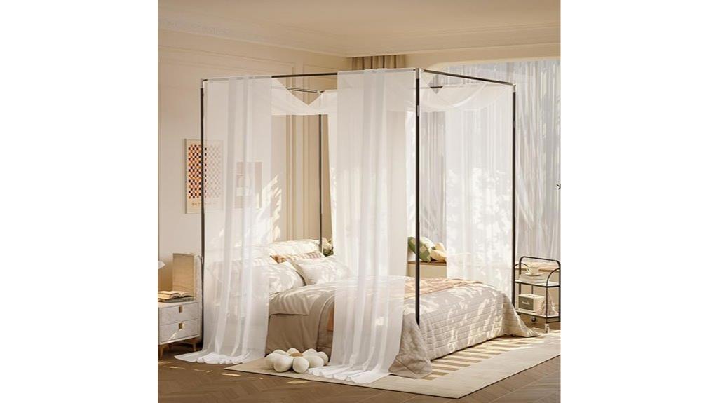 white bed canopy curtains