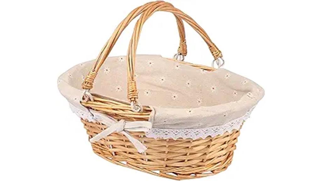 wicker basket with handle