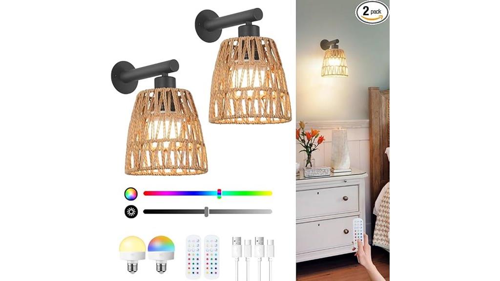 wireless boho wall sconces