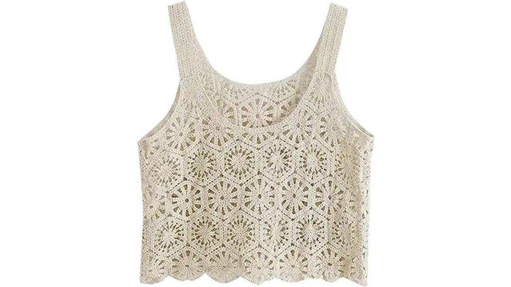 women s floral crochet tank