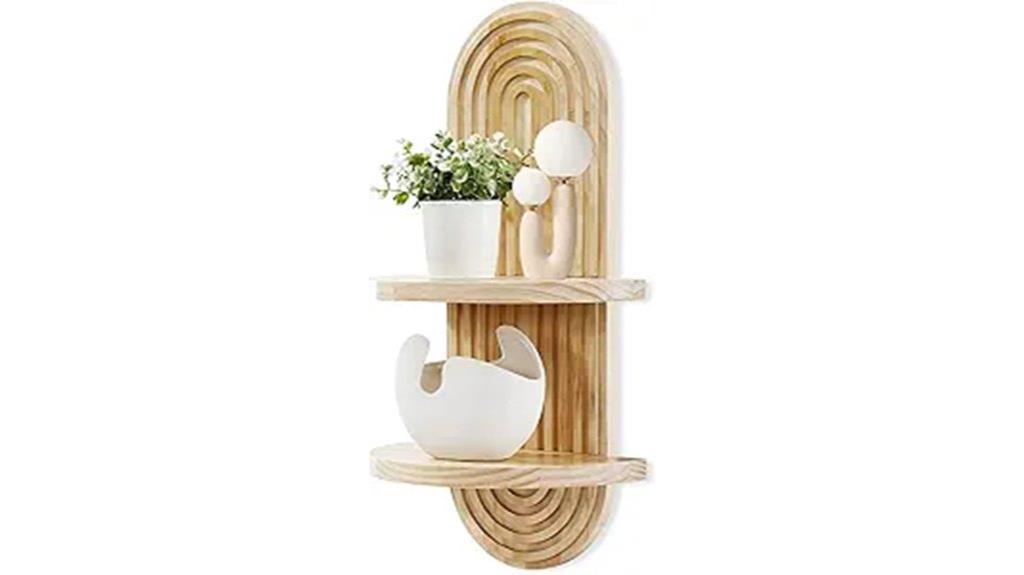wooden arched floating shelf