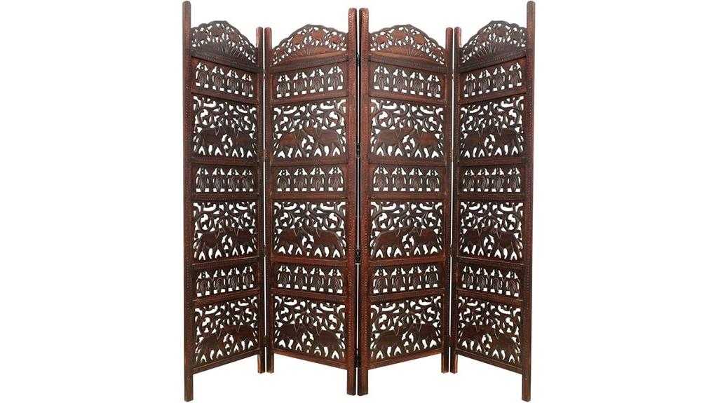 wooden four panel screen