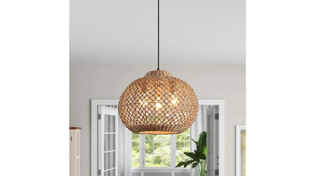 woven rattan pendant light