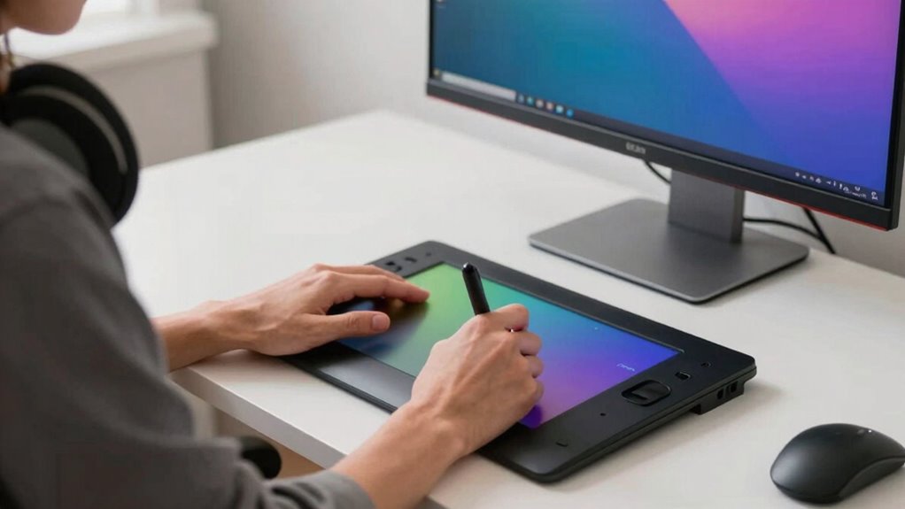 ergonomic setup prevents artist fatigue