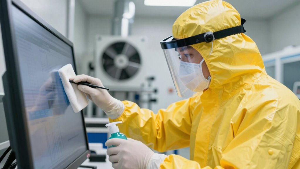 safety measures during screen cleaning