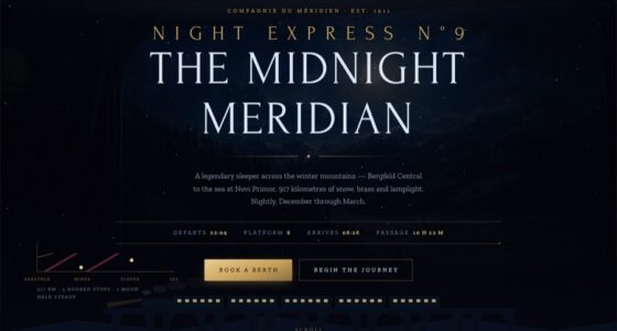 The Midnight Meridian — Night Express N°9 · Winter Passage — Vertical-to-Horizontal Scroll Transformation (FABLE/175, room 20)